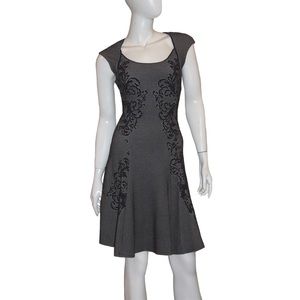 Hale Bob XS Grey Fit and Flare Stretch Jacquard